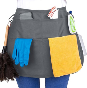 Tablier unisexe en coton bleu premium 2026 avec plusieurs poches pour outils de nettoyage, fournitures de restaurant et bar, en tissu tricoté à manches courtes - Product Image 5