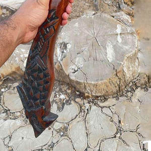 Handcrafted Industrial Grade Viking <b>Axe</b> Carbon Steel Blade Engraved Head Leather Binding <b>Wooden</b> for Outdoor Camping Survival Use - Product Image 3