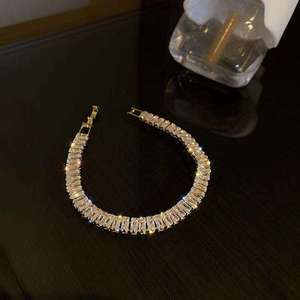 Lab Grown Diamond Tennis Bracelet Set Mix Fancy Cut 18K Gold Plated Link Bracelets Unisex Elegant Stackable Wedding <b>Gift</b> - Product Image 4