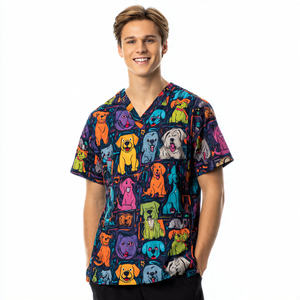 Ensemble de vêtements pour toilettage canin, hauts imperméables pour toilettage canin, uniforme de toilettage canin pour hommes, sublimation, 100% polyester - Product Image 3