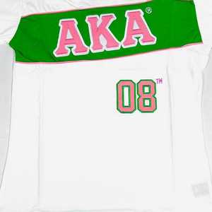 AKA <b>White</b> Jersey <b>Shirt</b> Women Greek Letter Embroidered Athletic Crewneck Premium Quality Top - Product Image 4