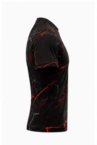 Men's Black Red Lightning Print Short Sleeve <b>Compression</b> Shirt Crew Neck Moisture Wicking Fitted Polyester Sport Top - Product Image 4