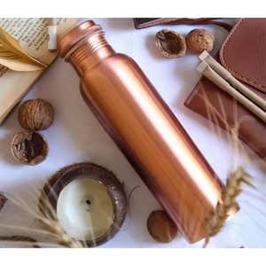 Traditional <b>Copper</b> <b>Drinking</b> <b>Bottle</b> Pure Metal Water Storage for Home Office Gym Travel Health Use - Product Image 4