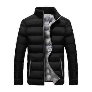 Veste d'hiver de créateur pour homme, en coton uni, matelassée, style doudoune, softshell, effet matelassé, brillante, avec col polo - Product Image 4