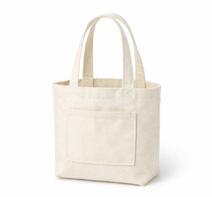 Reusable Cotton <b>Canvas</b> <b>Tote</b> Bag with Front Pocket Medium Size Shopping Bag Hand Length Handle Daily Use Natural Color - Product Image 1
