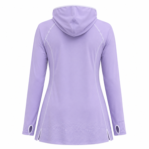 Hooded Long Sleeve Modest Swimwear Top UPF 50 Quick Dry Rash Guard <b>Tunic</b> Custom Women Apparel 1 Piece Front - Product Image 2