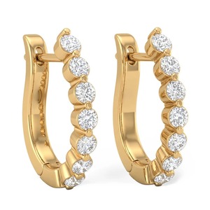 Pendientes de Aro Huggie de Oro Amarillo de 9K con Diamante Redondo de Laboratorio de 0.81CT y Engaste Compartido, Joyería Personalizada OEM al por Mayor - Product Image 3