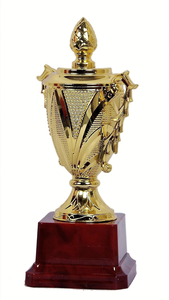 Copa de Trofeo Premium Dorada con Asas Decorativas y Base de Madera para Competiciones Deportivas, Eventos y Ceremonias - Product Image 2