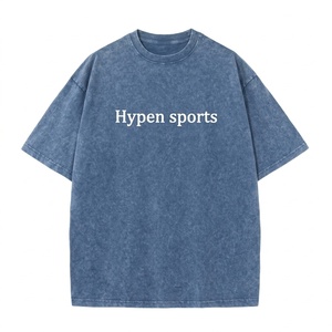T-shirts de sport oversize pour hommes, en coton, avec impression graphique en relief, effet délavé à l'acide, pour la gym et le fitness, Fabricant - Product Image 1
