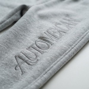 Heather Grey Sweatpants <b>White</b> Drawstring Cuffed <b>Joggers</b> Vertical Leg Logo Print Casual Streetwear OEM ODM Apparel - Product Image 4