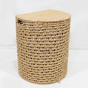 Woven Rattan <b>Storage</b> Baskets Round <b>Collapsible</b> Laundry Hamper Bohemian Style Plant Fiber Handmade Organizers for Living Room - Product Image 5