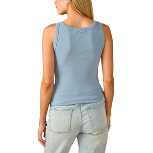 Camiseta Deportiva Casual de Verano para Mujer, Top sin Mangas, Color Sólido Personalizado, Transpirable, de Secado Rápido, Ecológica, 100% Algodón Rib - Product Image 6