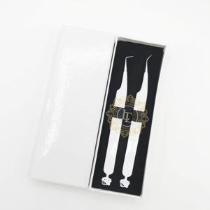 Pince à épiler de luxe en acier inoxydable à pointe diamantée 90/45 degrés, outils de pose de cils de haute qualité, étiquette personnalisée, pour faux cils - Vente en gros - Product Image 1