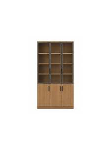 Librería Moderna de Madera con 6 Estantes y Puertas de Vidrio, Mueble de Almacenamiento Independiente para Oficina en Casa - Product Image 1
