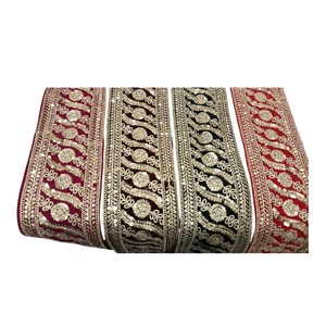 High Quality Designer Cotton Net Lace Ribbons Crochet <b>Yarn</b> Machine Embroidered <b>Sequins</b> Garter Dress Decoration Wholesale Price - Product Image 1