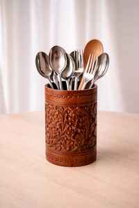 Jarrón Decorativo de Madera y Bambú con Tallado Floral, Ecológico, para Sala de Estar, Oficina, Cocina, Decoración para Bodas y Hogar - Product Image 4