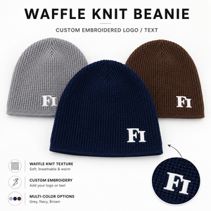 Winter Thermal Wholesale Custom Logo Embroidered Waffle Knit Fleece Lined Beanie Hat Skull Caps for Men Women Streetwear Fashion - Product Image 5