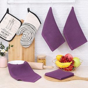 Set di 6 Strofinacci da Cucina Viola in Cotone 100% a Nido d'Ape, Ultra Morbidi e Assorbenti, ad Asciugatura Rapida, 30x30 cm - Product Image 2