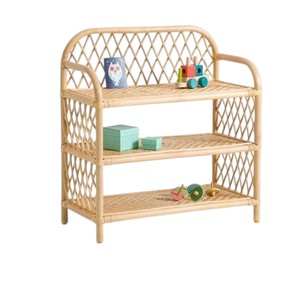 Wholesale Eco Friendly Rattan Shelving Diamond Lattice Back Style Storage Organizer Cute Nursery Bedroom <b>Book</b> Display <b>Stand</b> - Product Image 3