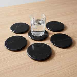 Posavasos Redondos de Mármol Pulido de Doble Cara, Juego de Posavasos Modernos Minimalistas para Bebidas - Product Image 1