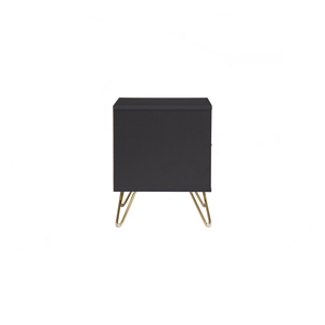 Table de chevet moderne noire en stock, avec deux tiroirs de rangement, en panneaux de particules, pour chambre et salon - Product Image 5