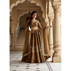 Unique Modern Designer <b>Wedding</b> Wear Collection of Indian Clothing <b>Tissue</b> silk with Beautiful Sequence Work Lehenga Choli - Product Image 1