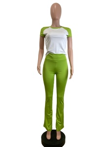 Casual Pink <b>Patchwork</b> 2 Piece Sets Women Flare Pants and Sleeve Shirt <b>Top</b> Streetwear Matching Outfit 2026 - Product Image 6
