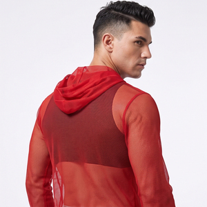 Hoodie transparent en maille légère pour homme, style club sexy, avec fermeture éclair - Product Image 4