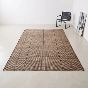 Alfombra de Yute Natural Hecha a Mano, Beige Marrón, Tejido Plano, con Borde Geométrico, Moderna, Antideslizante, para Decoración del Hogar y Sala de Estar - Product Image 3