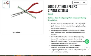 Pince à bec plat longue en acier inoxydable pour la fabrication de bijoux, outil manuel pour ouvrir les anneaux de jonction |   Numéro d'article GS-1240 - Product Image 3