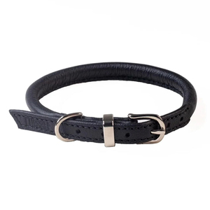 Premium Rolled Leather <b>Dog</b> <b>Collar</b> and Lead Set for Long-Haired Breeds, Soft Tubular Design with Metal Hardware, Stylish Durable - Product Image 3