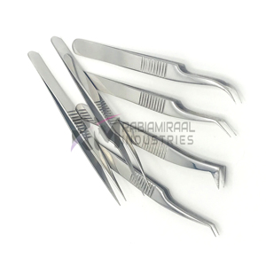 Pince à cils RMI tendance, recourbée, en acier inoxydable, à pointe lisse, avec clip doré, pour greffe de cils, beauté - Product Image 5