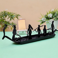 Figurine de bateau tribal du Kerala en fer forgé artisanal, Art de Bastar, Objet décoratif, Noir, Léger, Durable, Décoration intérieure, Logo personnalisé