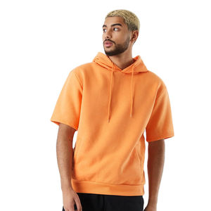 Sudadera con Capucha de Manga Corta para Hombre, 100% Algodón, con Forro Polar Transpirable, Invierno, 2 Piezas, Diseño Personalizable OEM, Superventas - Product Image 1