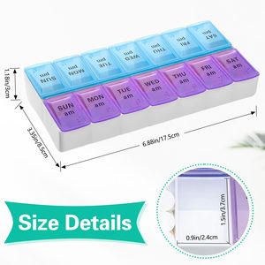 กล่องใส่ยาแบบรายสัปดาห์ 2 ชิ้น กล่องจัดยา 7 วัน AM/PM พร้อมกล่องเก็บยาแบบถอดได้ - Product Image 6