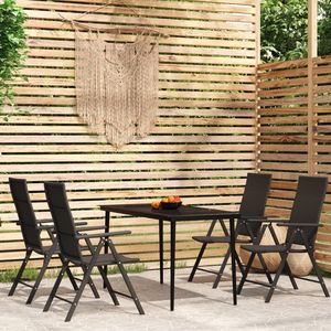 Set da pranzo Patio nero da 5 pezzi - Product Image 1