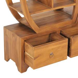 ตู้ห้องนั่งเล่นขนาดกลางทำจากไม้สักแท้และไม้อัด พร้อมชั้นวางแบบหยินหยาง - Product Image 6