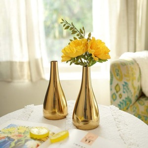 Flower Favorite Modern Tabletop <b>Vase</b> <b>Gold</b> Finish Handmade Decorative Flower <b>Vase</b> for Housewarming - Product Image 2