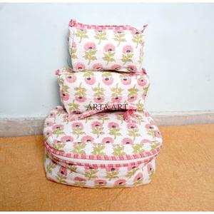 New Arrival Wholesale Handcrafted Striped Eco-Friendly Pure Cotton Vanity Set Traveling Makeup Bag Cosmetic Organizer - Product Image 3