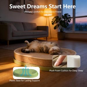 Sisal <b>Cat</b> Scratcher Lounge, 2-in-1 <b>Cat</b> Bed with Durable Base, <b>Plush</b> Foam Cushion,22"by 14" 0val nest no mess furniture protector - Product Image 3