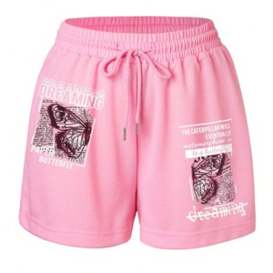 Shorts de Cintura Alta de Lona Tejida, Estilo Urbano, con Detalle de Botones, Color Sólido, Transpirables, Ecológicos, 100% Algodón Elástico, para Mujer - Product Image 2