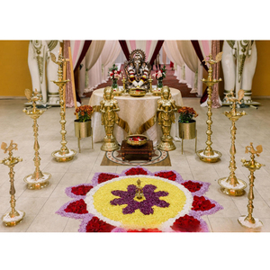 Lámparas de aceite metálicas para decoración de entrada de bodas tradicionales del sur de la India, recién llegadas, ligeras, de lujo, fabricante y exportador - Product Image 1
