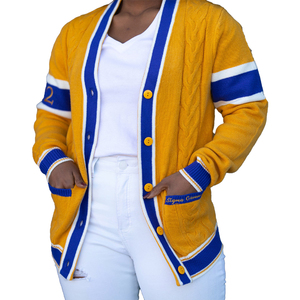 sorority Sigma Gamma Plus Size SGRho <b>cardigan</b> Women's Sweater for Winter Breathable with Embroidery Decoration button front - Product Image 1