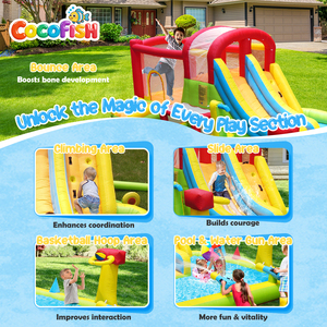 Cocofish Parque de Diversiones Inflable para Jardín, Castillo Hinchable con Piscina, Tobogán, Aro, Pistola de Agua, Combo Hinchable Grande para Niños - Product Image 3