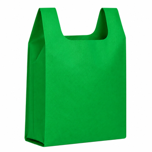 Bolsa de Compras Ecológica Premium Verde, No Tejida, con Corte en U, Resistente, con Logotipo Personalizado Impreso, Venta al Por Mayor, Fabricante - Product Image 1