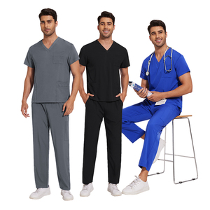 Factory Man 100% Cotton Knitted Nurse <b>Doctor</b> Hospital Dental Scrubs Uniform <b>Set</b> High Quality - Product Image 4