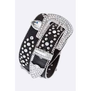 Cintura Western Crystal Almond con Elegante Design in PU e Concho in Plastica per Uomini e Donne - Product Image 1