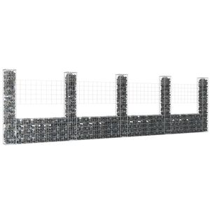 Cesta de gaviones en forma de U con 5 postes de hierro 196,9 \ "x7.9 \" x59.1 \ "para enrejado y puertas de esgrima - Product Image 1