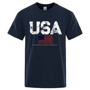 High Quality <b>Men's</b> Casual Cotton Polyester <b>T</b>-<b>Shirts</b> New Arrival Short Sleeve Gym Workout Tees with Breathable USA Prints - Product Image 6
