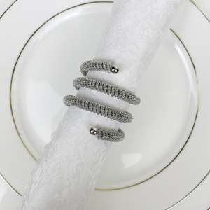 Anneaux de serviette décoratifs haut de gamme pour serviettes en tissu, accessoires de table de luxe pour mariages et fêtes - Product Image 4